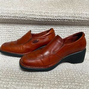 Pikolinos Brown Leather Wedge Loafer Style Made in Spain Slip On Shoes Casual
